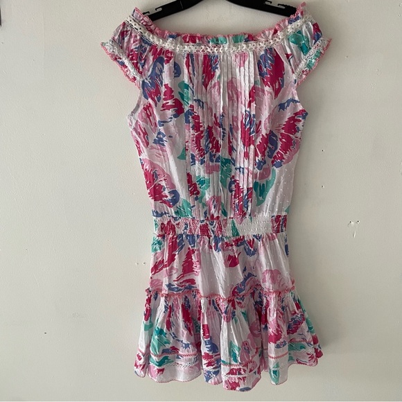 Poupette St Barth Mini Dress Alba Ct Pm in Pink Macro Peony 37528 - Picture 3 of 13